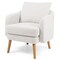 Sherpa Fabric Accent Chair with Curved Back, Pillow and Rubber Wood Legs